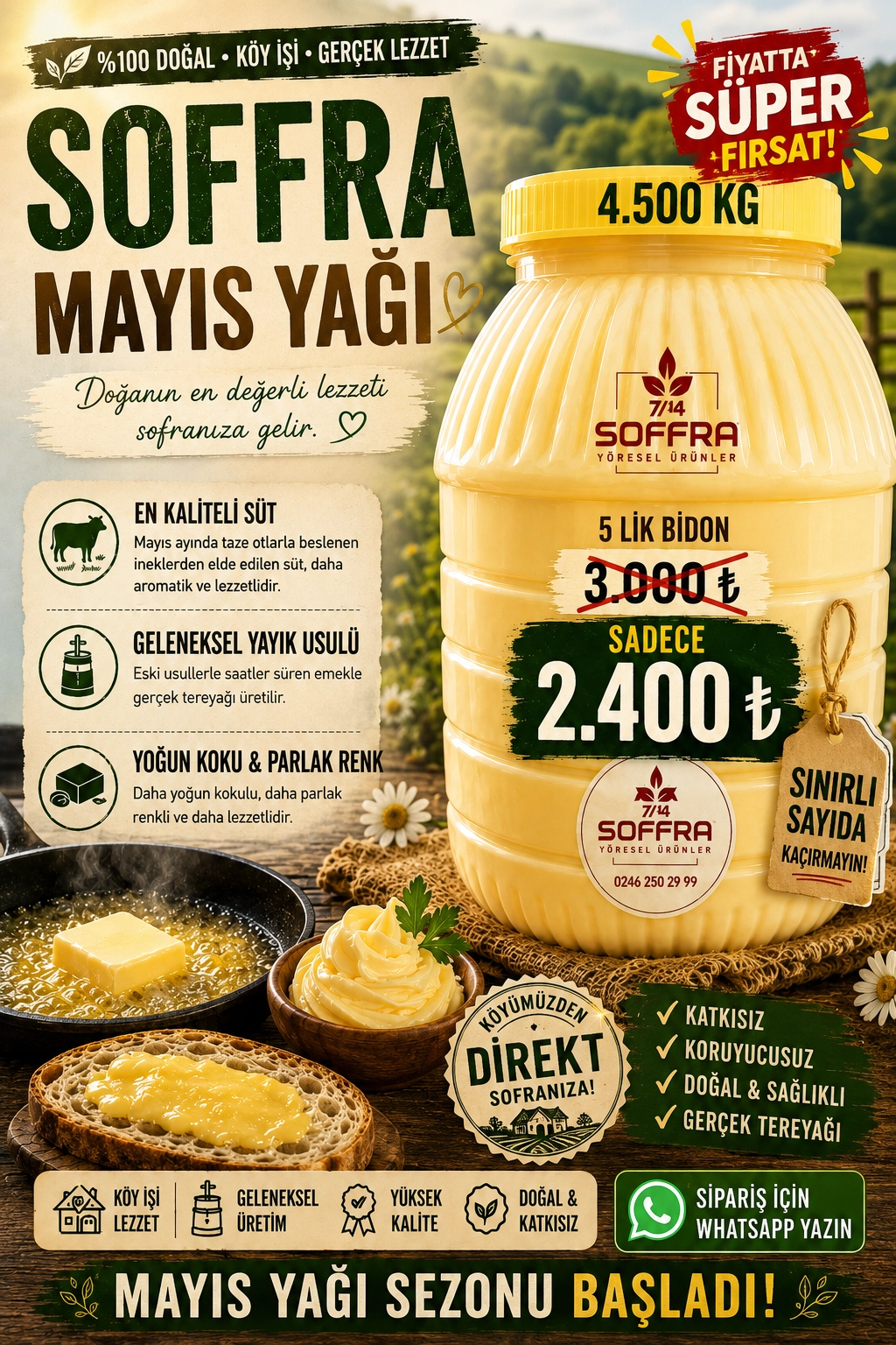 Yayık Tereyağı 5 lik Bidon (4,5- 4,6 kg)